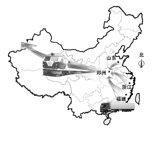 　未來將有更多沿海城市的貨物集中到鄭州，然后搭乘鄭歐班列出口歐洲。扈森 制圖
