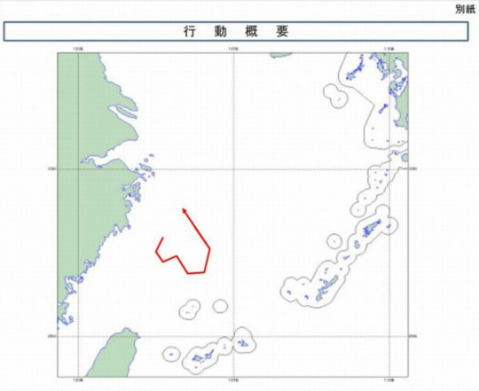 資料圖：日方公布的中國(guó)海監(jiān)運(yùn)-12飛機(jī)12月22日飛行路線。