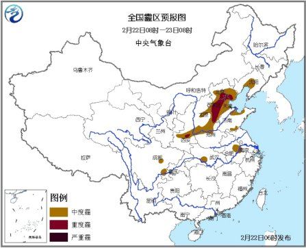 全國霾區(qū)預報圖。