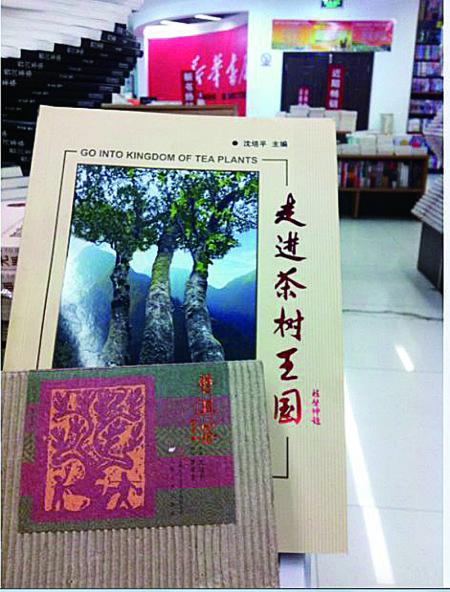 今天上午，記者在普洱市振興大道上的新華書店內(nèi)發(fā)現(xiàn)，沈培平主編的《走進茶樹王國》、《普洱茶連環(huán)畫》兩種書還在售