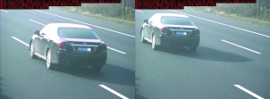 由于車速過快，高清探頭抓拍下的畫面，有一點點模糊 監(jiān)控截圖