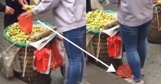 網(wǎng)上流傳的短片顯示，賣棗子棗子的小販以偷龍轉(zhuǎn)鳳的手段把棗子換掉。