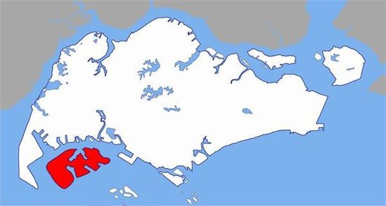 紅色為PX工廠所在裕廊島，與新加坡主城區(qū)距離5公里