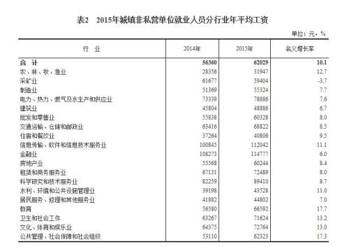 2015年各行業(yè)年平均工資出爐 來看你達(dá)標(biāo)了嗎？