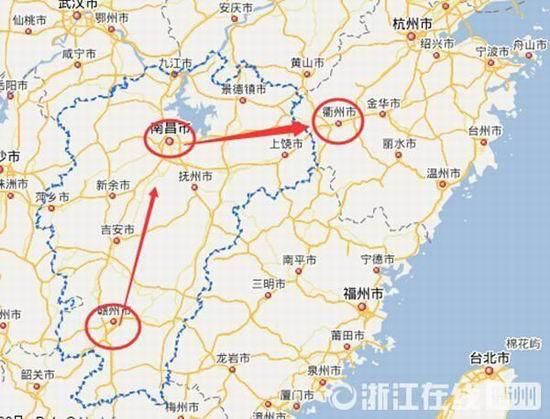 贛州到南昌高速公路400公里左右，南昌到浙江江山高速公路400多公里